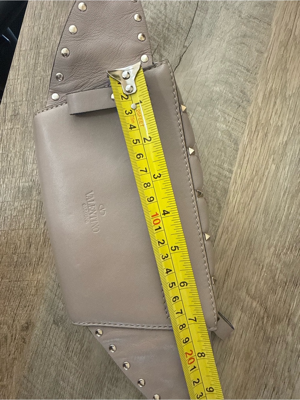 Valentino Garavani Rockstud Spike Leather Belt Bag / Crossbody Dusty Pink Nude - Picture 13 of 14